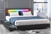 LED bed frame with speakers