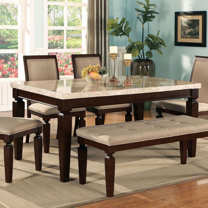 Marble top dining table set